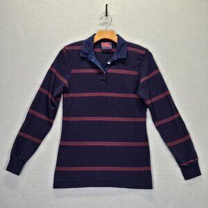 Canterbury Long Sleeve Rugby Polo Shirt Women's Navy Red Stripe Medium